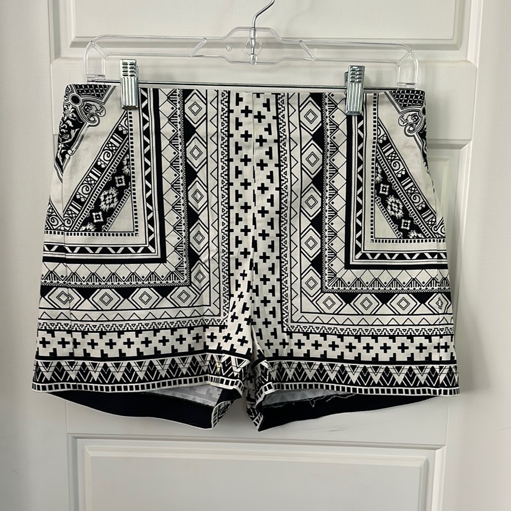 Flying Tomato High Waist Black and White Geometric Shorts